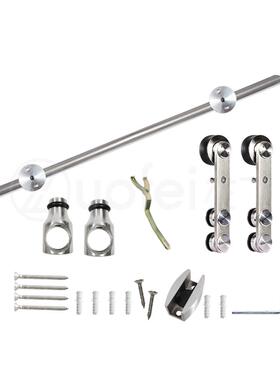 304圆管不锈钢玻璃款谷仓门轨套仓谷门五金全移门HM3005玻配件吊