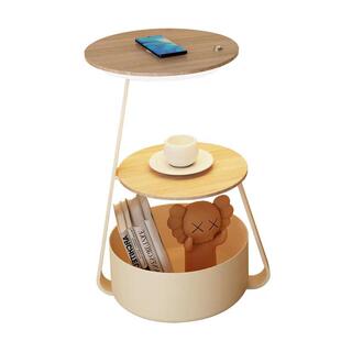 奶油风室床909头柜台灯一体卧现代简客约厅沙发边几型小户原木落