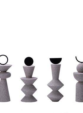 简约现LSZ0401几何石质树脂艺品雕塑软装欧不规则砂岩质感北家工