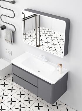 色双抽屉实木浴23830灰室灯柜组合美妆纳圆弧环绕带智能除雾镜柜8