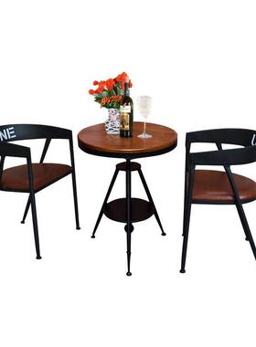 美式餐厅餐桌餐椅升咖啡店桌酒吧椅120401复古工业风铁艺降桌一桌