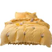 裙款 加厚磨毛四件套1.纹5米qweca1.8公主风植物羊绒斜被床套双人m