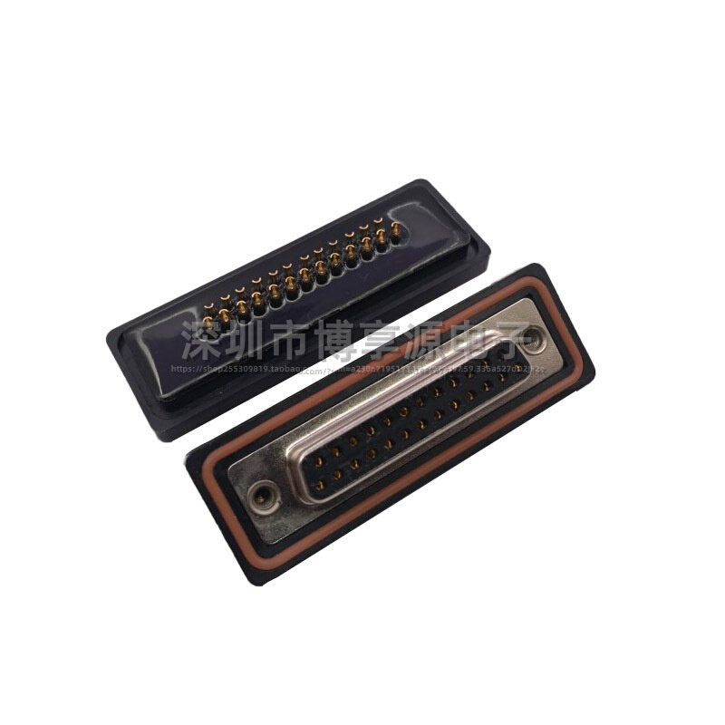 防水车针D-SUB25芯母头 IP67级镀金D型焊线DB-25PIN母座连接器