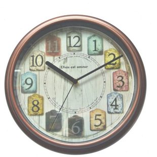 厂促12寸框弧形金属挂钟 家居挂钟 欧式 复古创意客厅挂钟