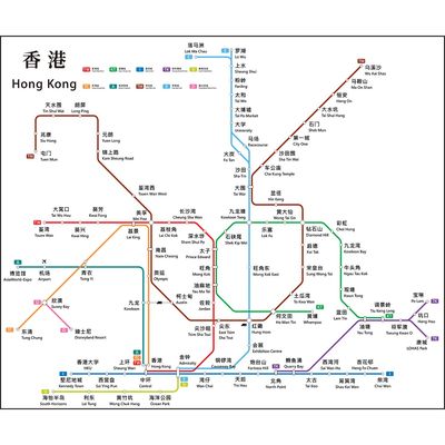2024新版香港地铁线路图交通出行图挂图规划图示意图墙贴海报纸