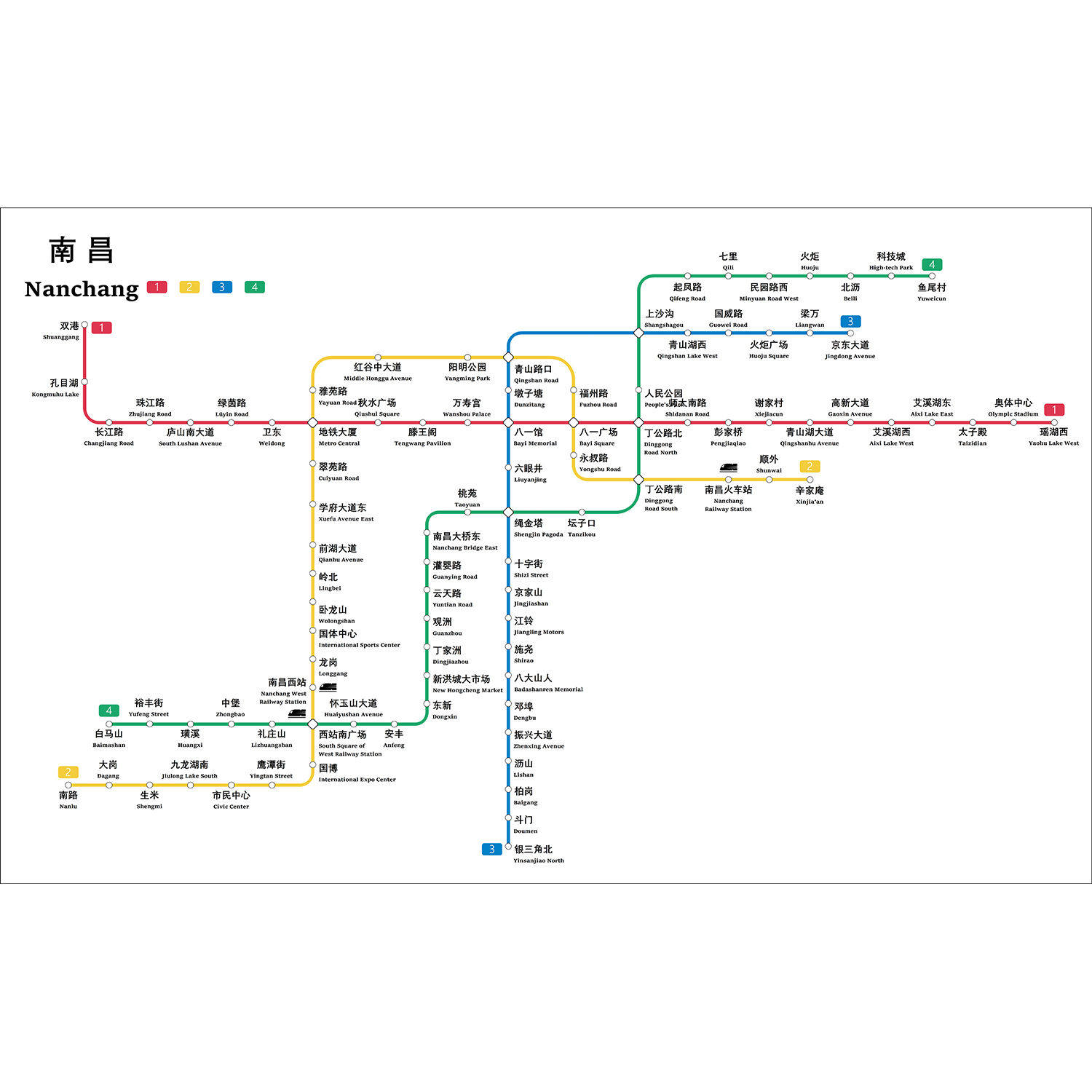 2024新版南昌市地铁换乘线路图轨道线交通示意图宣传墙贴海报贴纸
