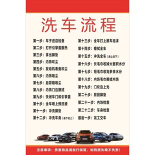 洗车流程海报展板普通洗车流程洗车流程洗车作业流程墙贴墙纸KT板