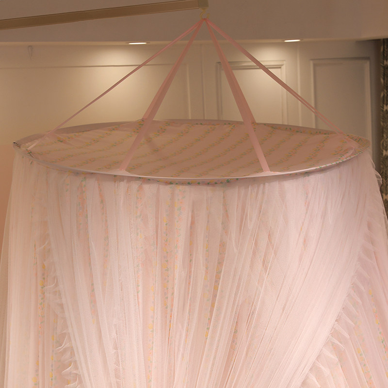 蚊帐挂钩天花板2023年新款家用圆顶吊顶床幔遮光床帘一体式公主风