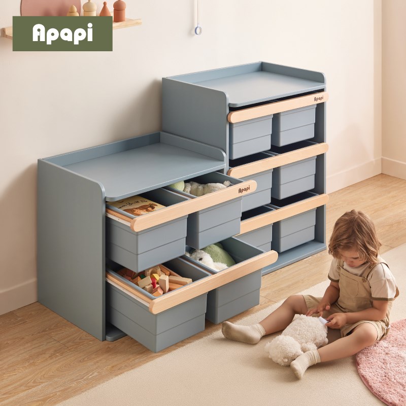Apapai实木儿童玩具收纳箱整理盒储物柜宝宝衣柜置物架幼儿园书架