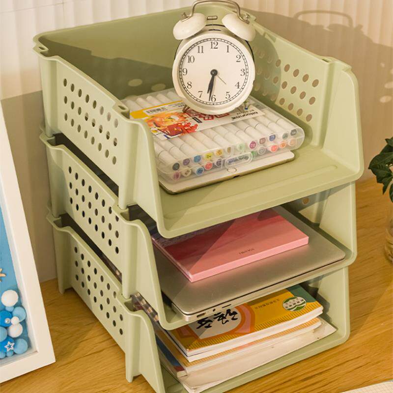 办公室桌面置物文件架子可叠加文件夹收纳盒资料整理多层收纳架A4