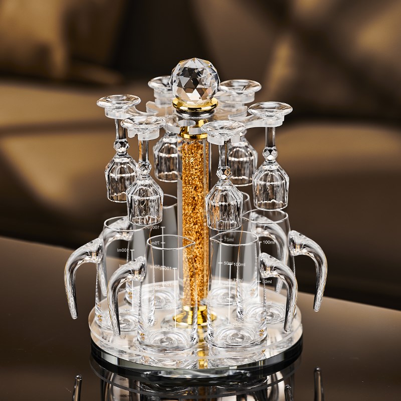 中式轻奢白酒杯j酒具套装家用水晶玻璃二两分酒器高脚一口小酒杯