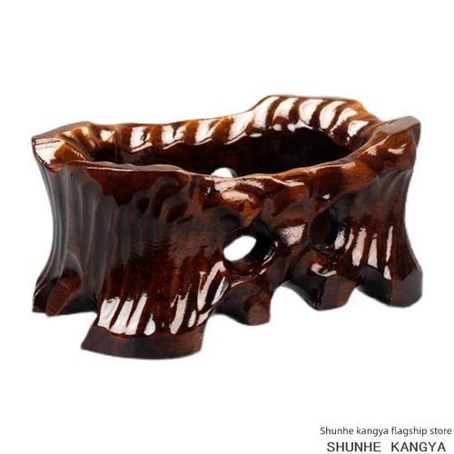 泰山石灵璧石奇石凹槽底座实木质不规则石头摆件挖槽木托架子中式