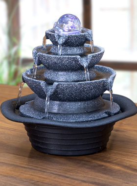 风水球流水生财摆件循环水景简约现代办公室前台茶室桌面小风水轮