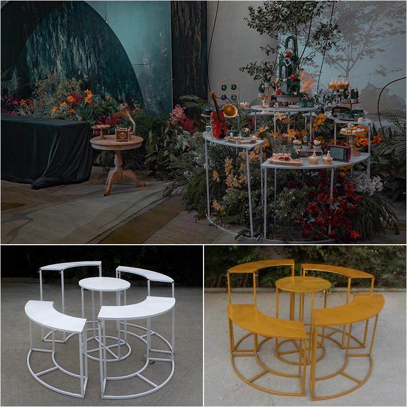 新款婚庆甜品台柱子几何路引长方形铁艺舞台背景橱窗花器花架摆件