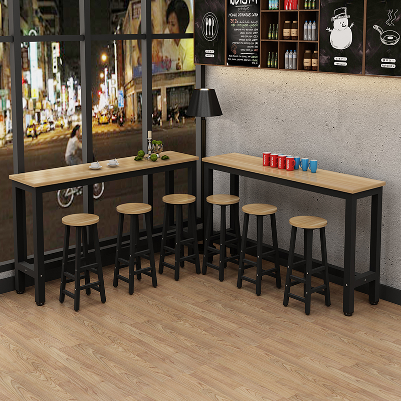 吧台桌家用靠墙小吧台桌客厅铁艺长条桌高脚桌简约V现代窄桌咖啡