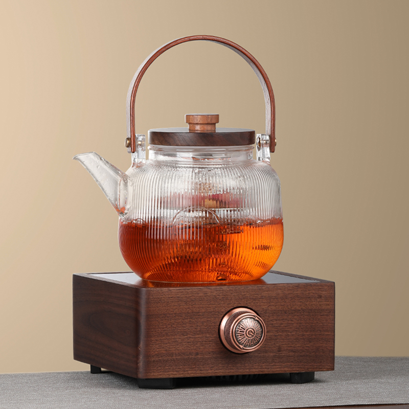 胡桃木电陶炉煮茶壶o复古电热茶炉仿古煮茶器实木小电炉小型烧水