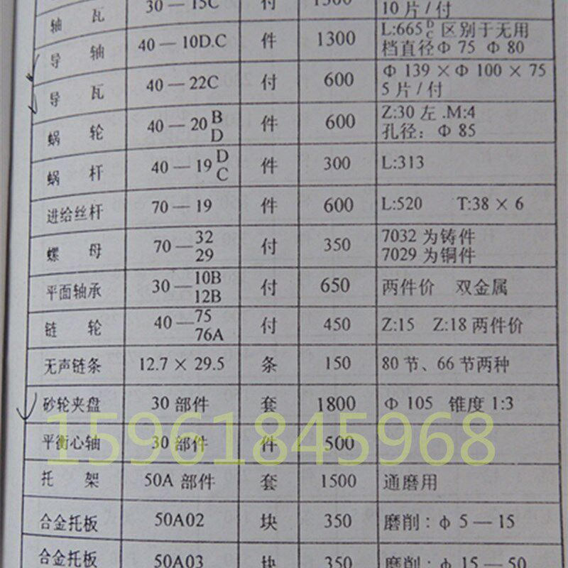无心磨床M1080G配件石家庄轴承专用设备厂主轴L945尾端花键轴瓦