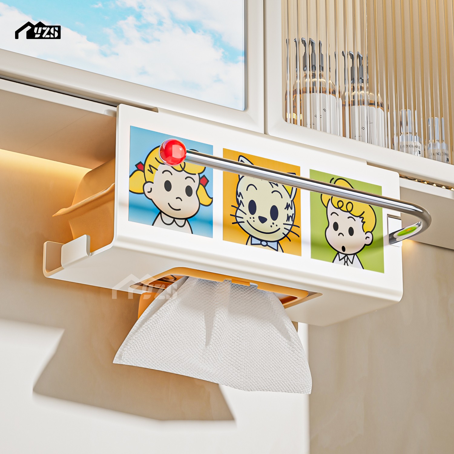 可爱卫生间置物架壁挂式纸巾架