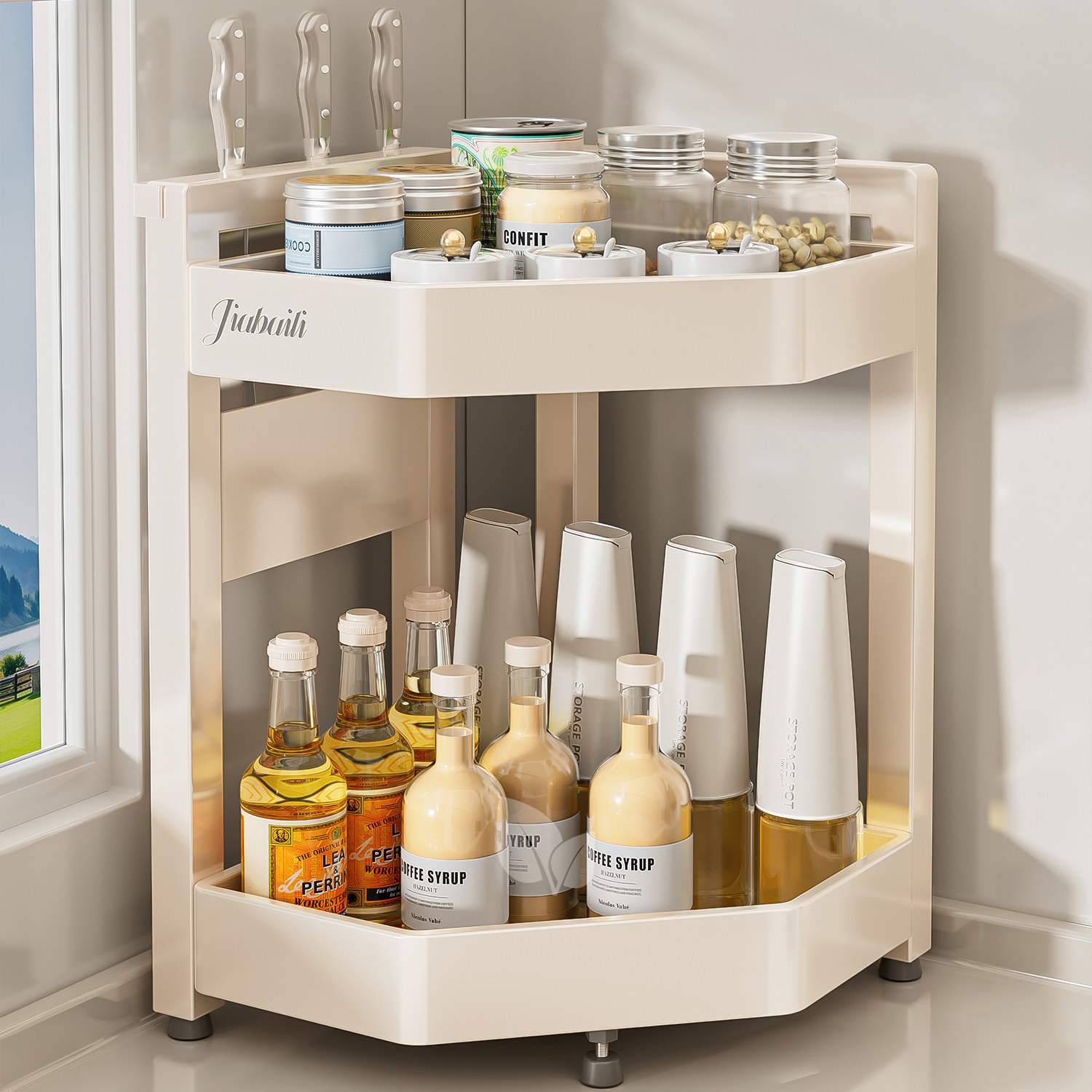 多功能调料品置物架多层收纳架台面墙角转角三角形厨房用品调料架