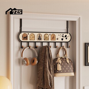 中古风门后挂钩中古风免打孔挂衣架卧室门上挂架壁挂子衣服帽衣钩