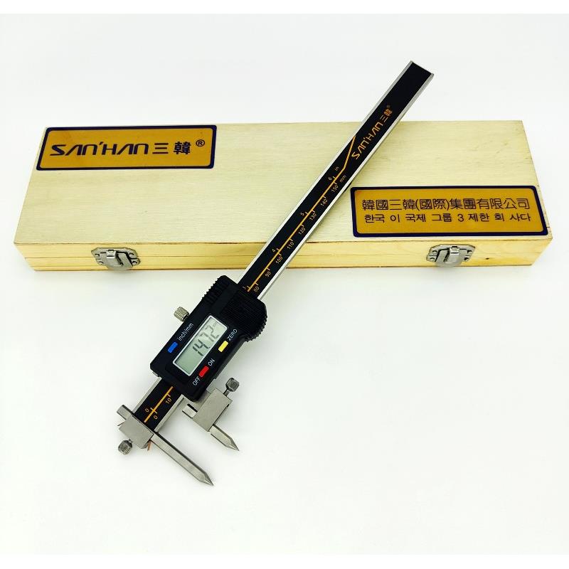 三韩中心距数显卡尺5-150 10-150-500mm0.01圆锥测头孔距电子卡尺