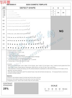 A4污点卡B236精工点线规 菲林尺比对卡污点规 缺陷点规检验对照卡
