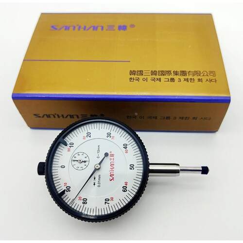 韩国三韩防震百分表机械指示表0-10mm0.01高精度靠表车床测跳校表