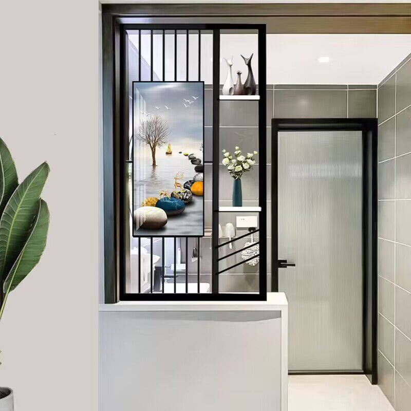 现代铁艺屏风入户玄关柜上装饰餐客厅洗漱台卫生间轻奢镂空半隔断