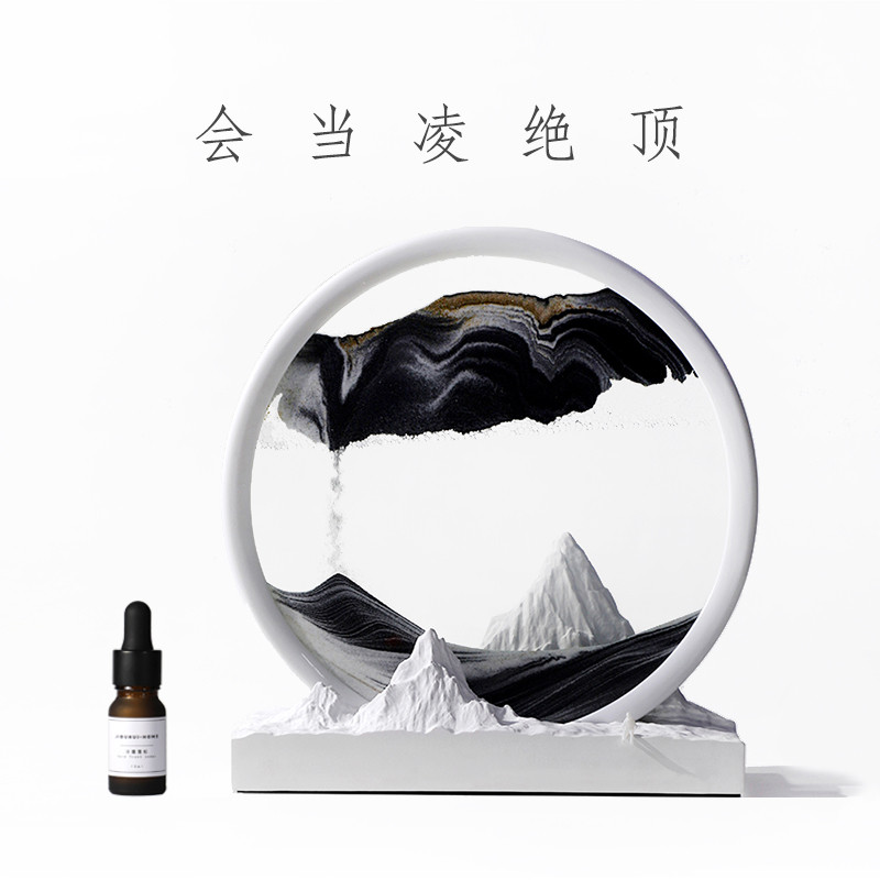 几度灰香氛流沙画办公室桌面沙漏客厅装饰摆件乔迁新居生日送礼物