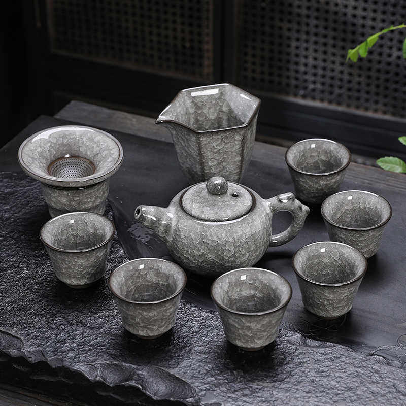 功夫茶具泡茶壶套装客厅家用冰花开片办公室陶瓷盖碗茶杯轻奢高档