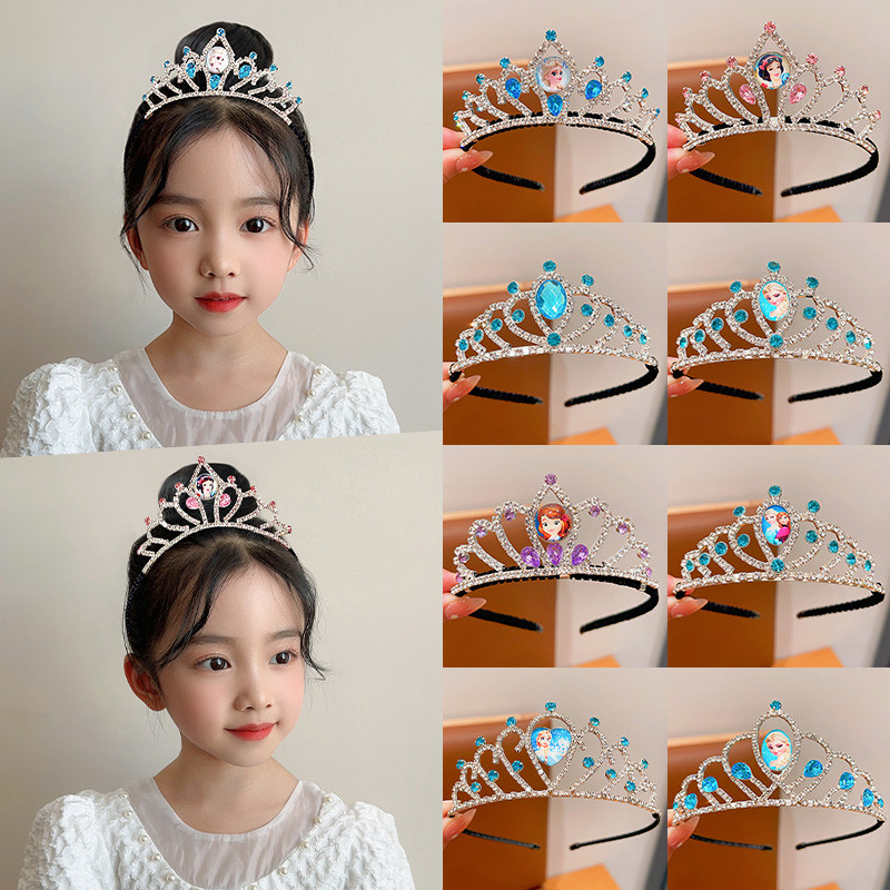 艾莎公主皇冠头饰儿童冰雪奇缘发箍女孩水钻王冠宝宝生日发卡发饰