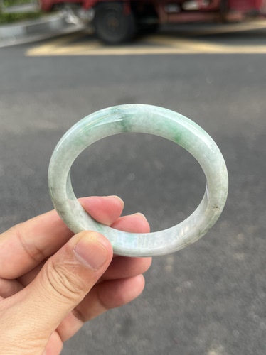0621天然A货翡翠55-11-8绿底飘阳绿有纹有棉