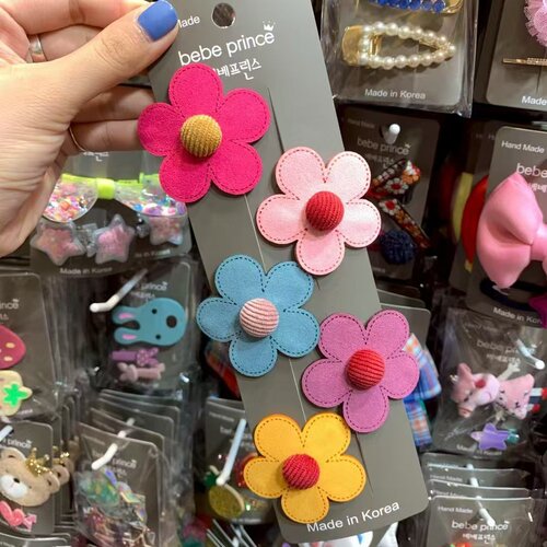 韩国进口复古花朵彩色掰掰夹发夹