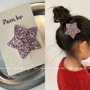 儿童亮片星星掰掰夹大号五角星发夹女童碎发夹边夹 nonoacc