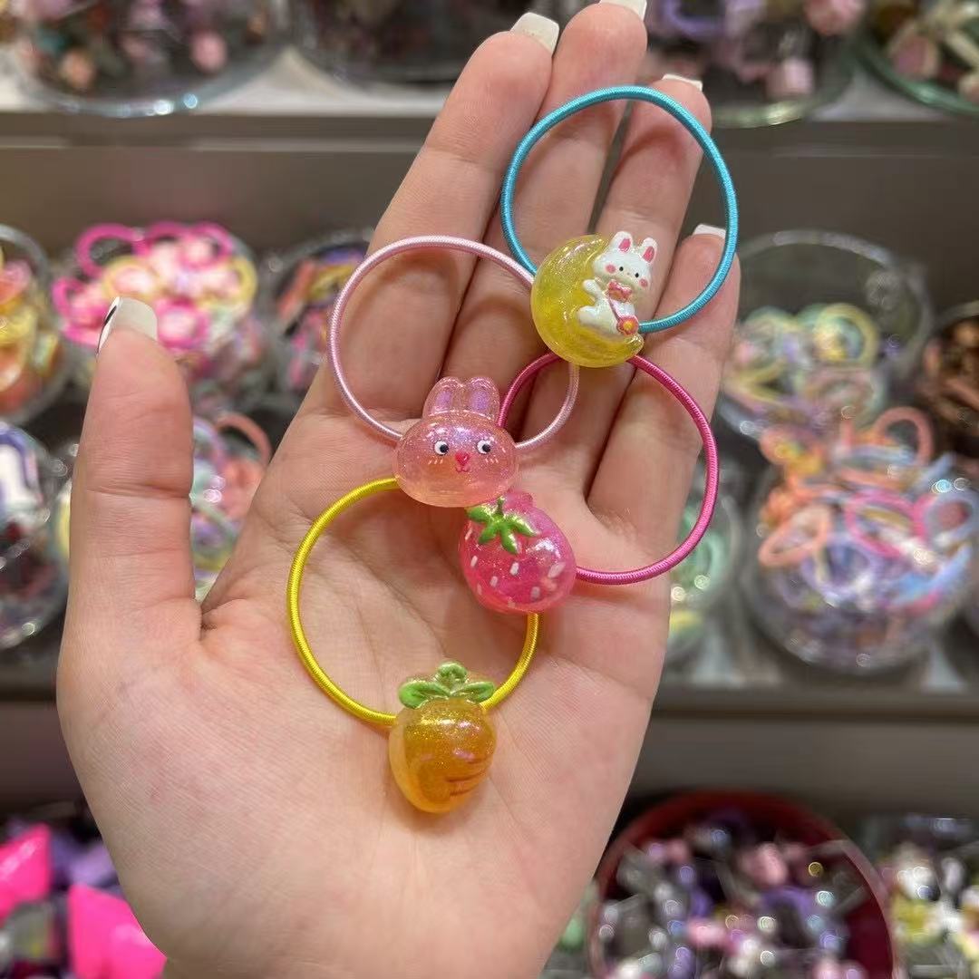 现货BebePrince韩国进口儿童发饰卡通小兔胡萝卜彩色细皮筋小发圈