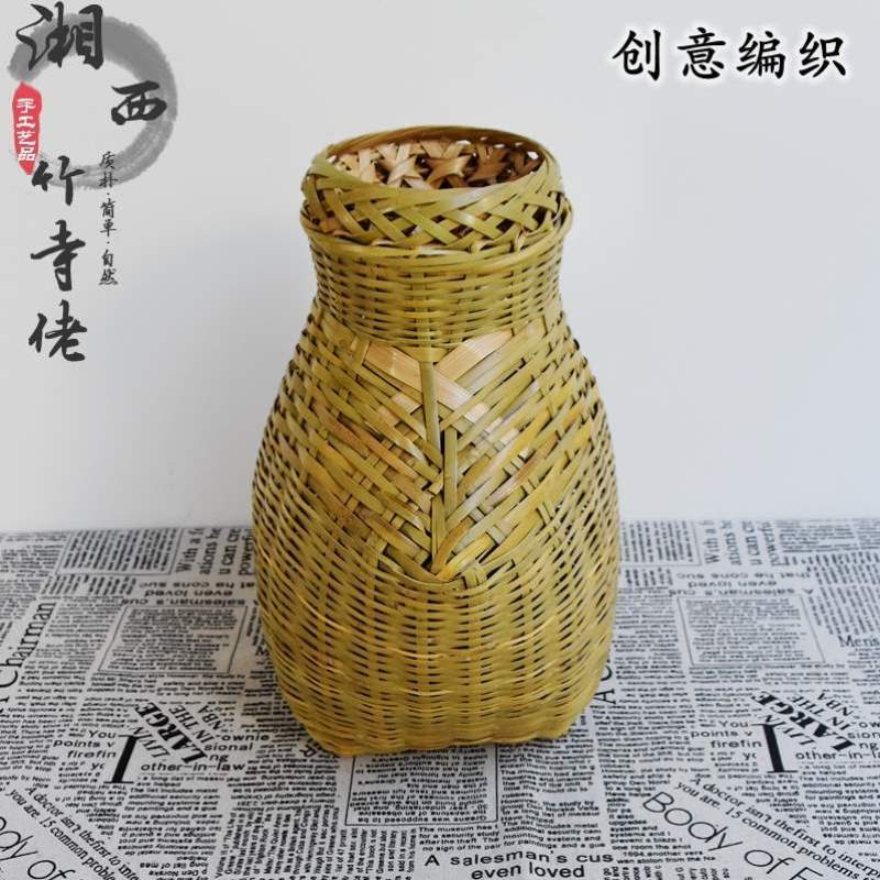 泥鳅篓鱼篓包邮复古表演竹篓子黄鳝竹编钓鱼用具道具垂钓备用有盖