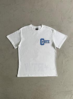 Corteiz 新款时尚蓝色字母短袖男女美式百搭流行宽松圆领灯塔T恤