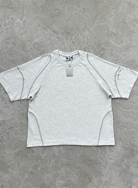 Mertra 新款夏季百搭休闲男女爆款灰色拼缝短袖高品质潮牌流行T恤