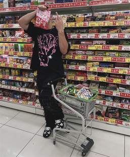 SYNA 美式复古短袖T恤圆领夏季宽松红光欧美高街半袖上衣爆款男女