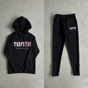 Trapstar 新款小众红黑色正品卫衣卫裤套装男女款休闲运动连帽衫