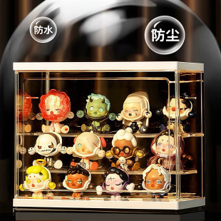 手办展示盒防尘盲盒展示架透明开门收纳盒玩具置物架小摆件展示柜