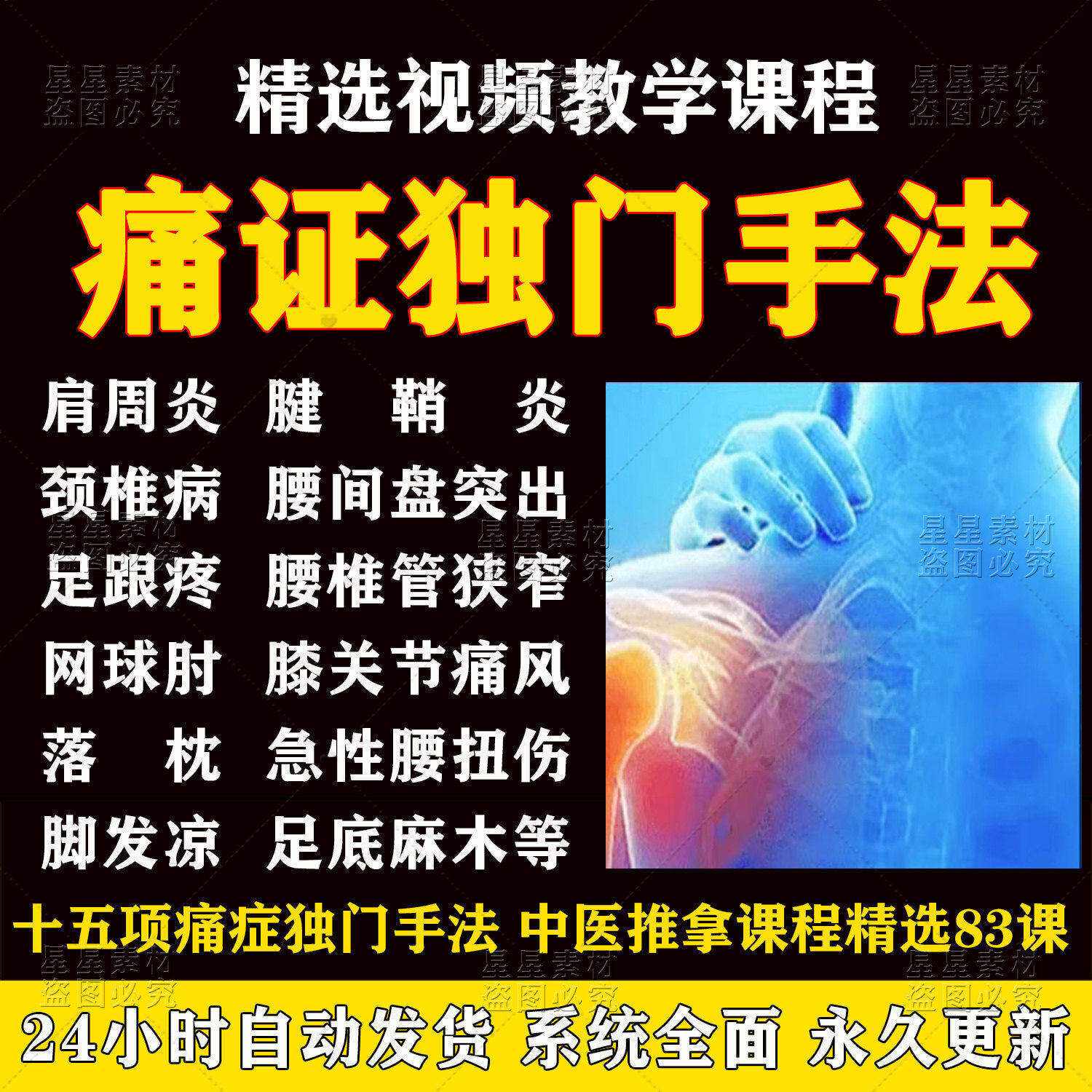 痛症独门手法教程十五项痛症诊疗治疗正骨推拿中医视频教学课程