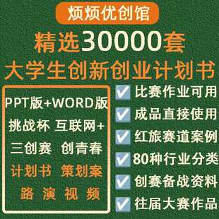 大学生创新创业项目计划书互联网大赛word范文PPT商业策划案成品