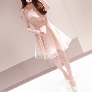 雪纺连衣裙假两件套装女2026夏新款韩版中长款时尚显瘦小清新裙子
