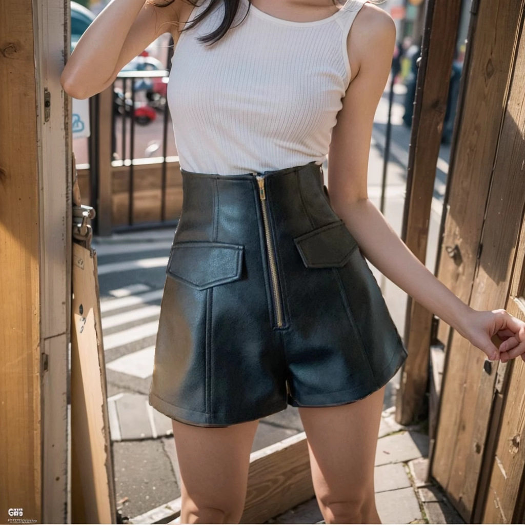 pu皮短裤女时髦高腰2023秋冬季新款韩版显瘦靴裤a字时尚阔腿热裤