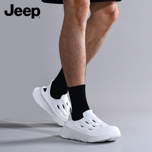 吉普男鞋 夏季 JEEP 新款 男 涉水户外防滑溯溪鞋 透气软底沙滩洞洞鞋