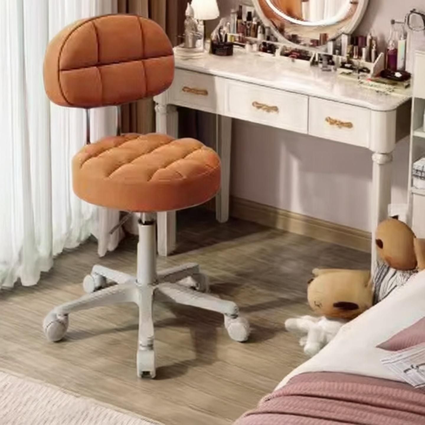 奶油风化妆椅椅子梳妆凳美甲凳子