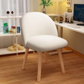 家用久坐电脑椅北欧实木椅子家用餐桌凳靠背原木风布艺简约餐椅