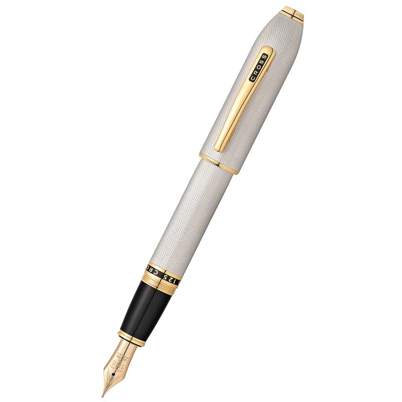 美国CROSS高仕钢笔名铸系列18K金笔商务办公送礼镀铂金笔杆墨水笔