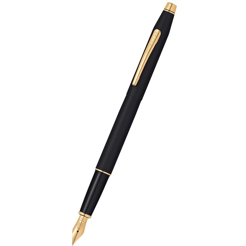 CROSS高仕美国钢笔经典世纪系列磨砂黑色金夹商务办公练字墨水笔